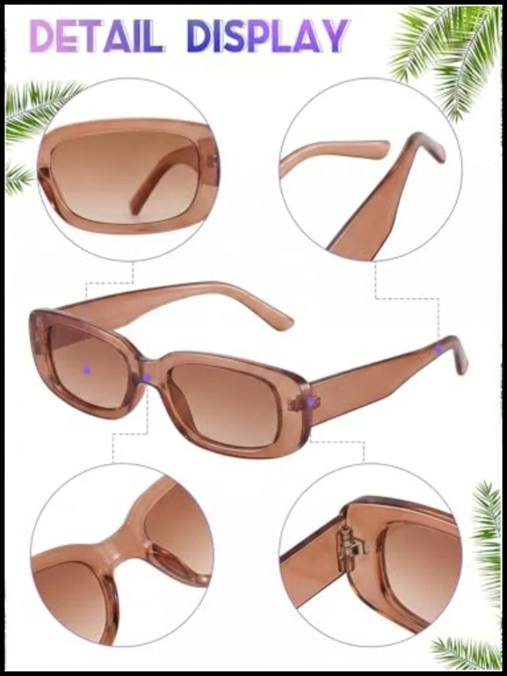 Retro Rectangle Sunglasses 90s Y2k Square Frame Plastic
